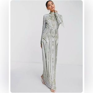 ASOS design maxi dress high neck with art nouveau embellishment 2